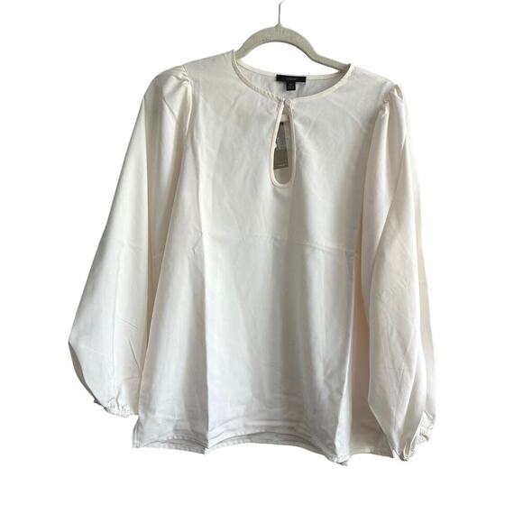 NWT J.Crew Puff-Sleeve Satin Back Crepe Top Cream Size Small Petite - Picture 2 of 6